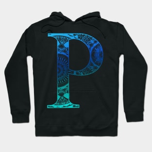 Mandala Letter Capital P Blue Hoodie